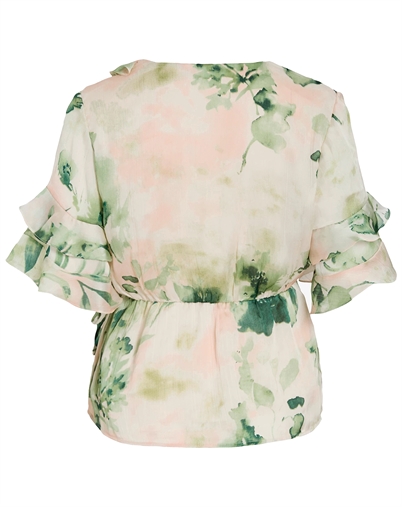 Vila - VIMolina 2/4 Flounce Wrap Bluse - Birch/Molina